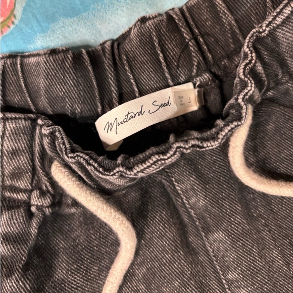 MUSTARD SEED wide leg CROP carpenter DRAWSTRING pants Jen’s BLACK Y2K 90s - Picture 3 of 6